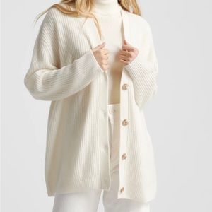 Quince White Cashmere Cardigan Sweater Small